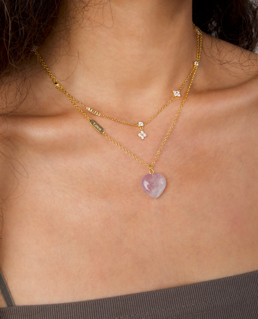 Kunzite Crystal Heart Necklace