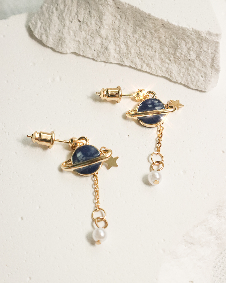 Blue Saturn Earrings