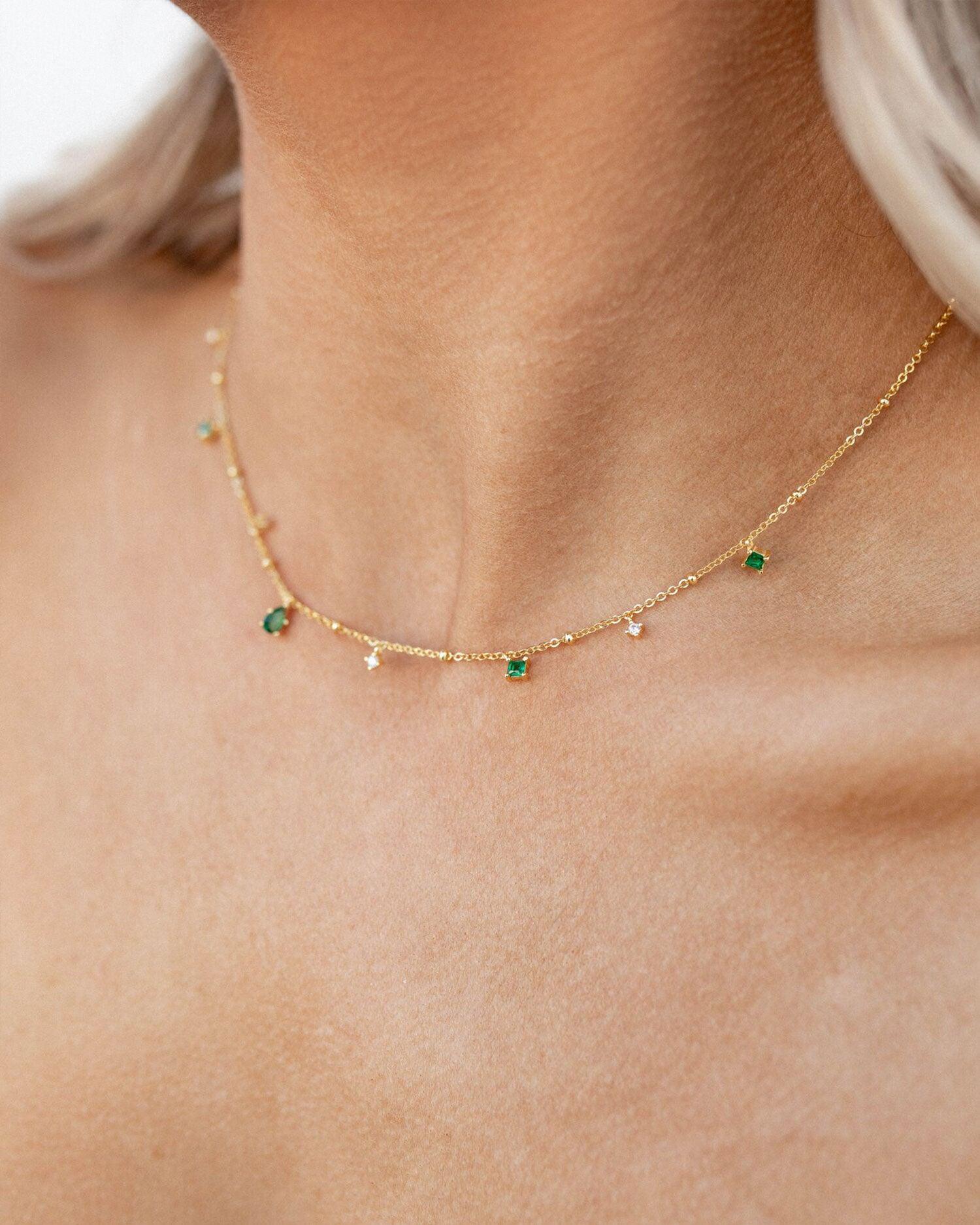 Elysee Necklace in Emerald Green - En Route Jewelry