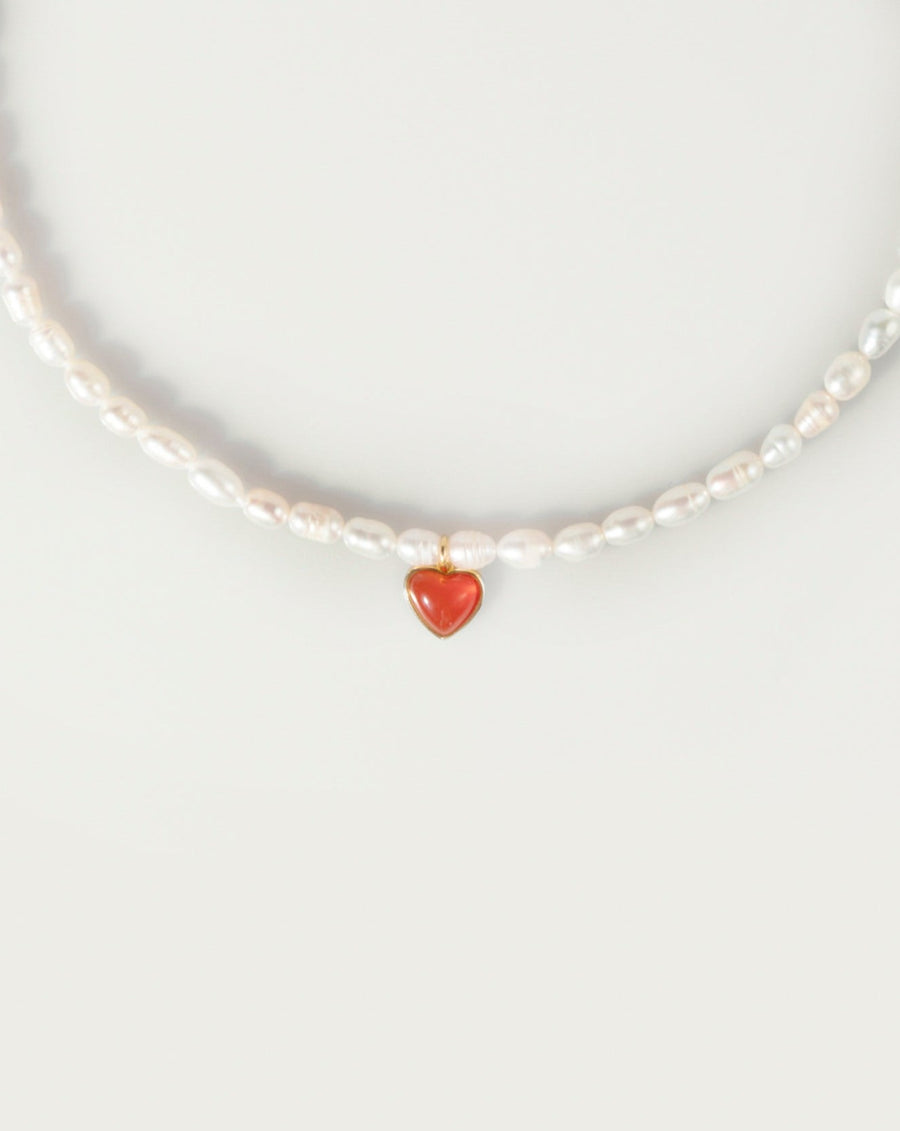 Carnelian Stone Pearl Necklace