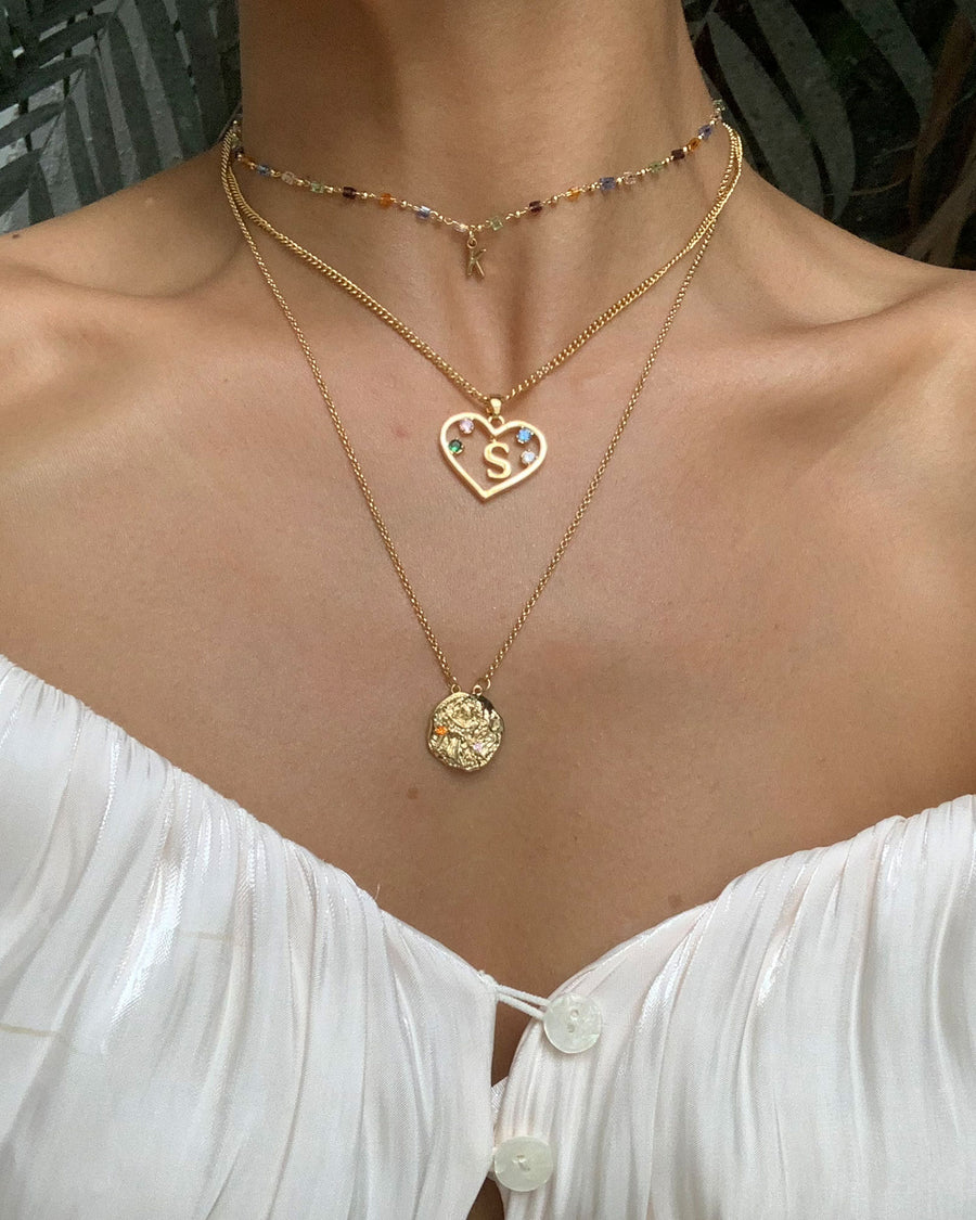 Gold Initial Heart Halskette