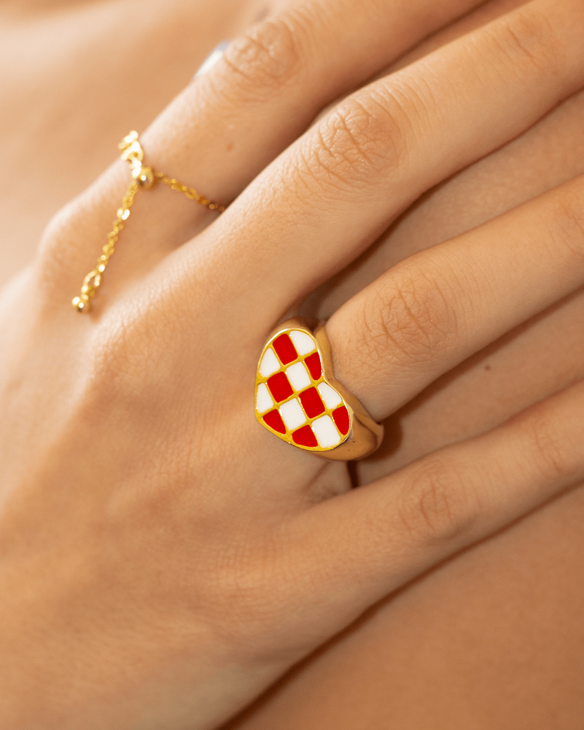 Red Checker Ring - En Route Jewelry