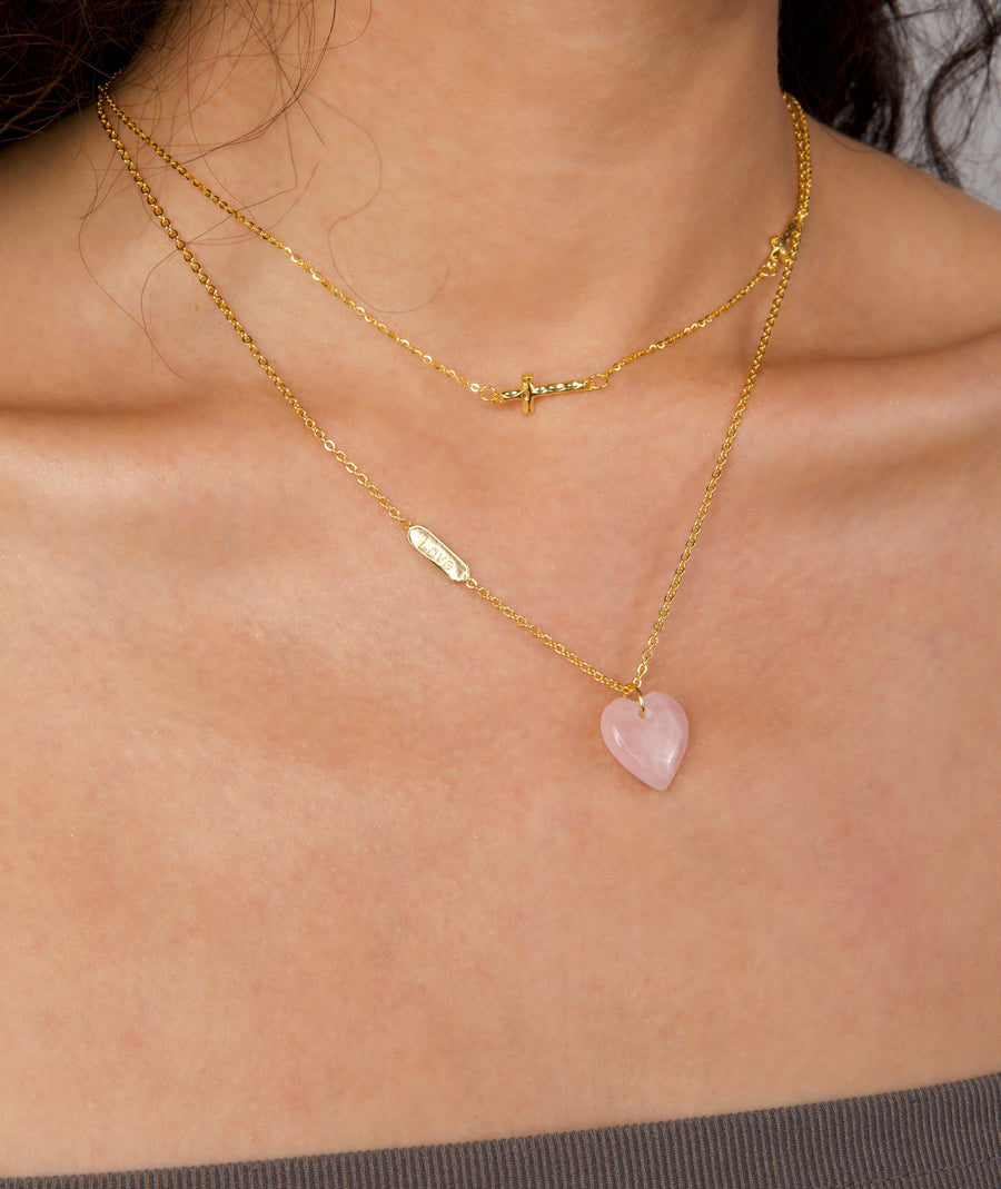 Rose Quartz Heart Halskette
